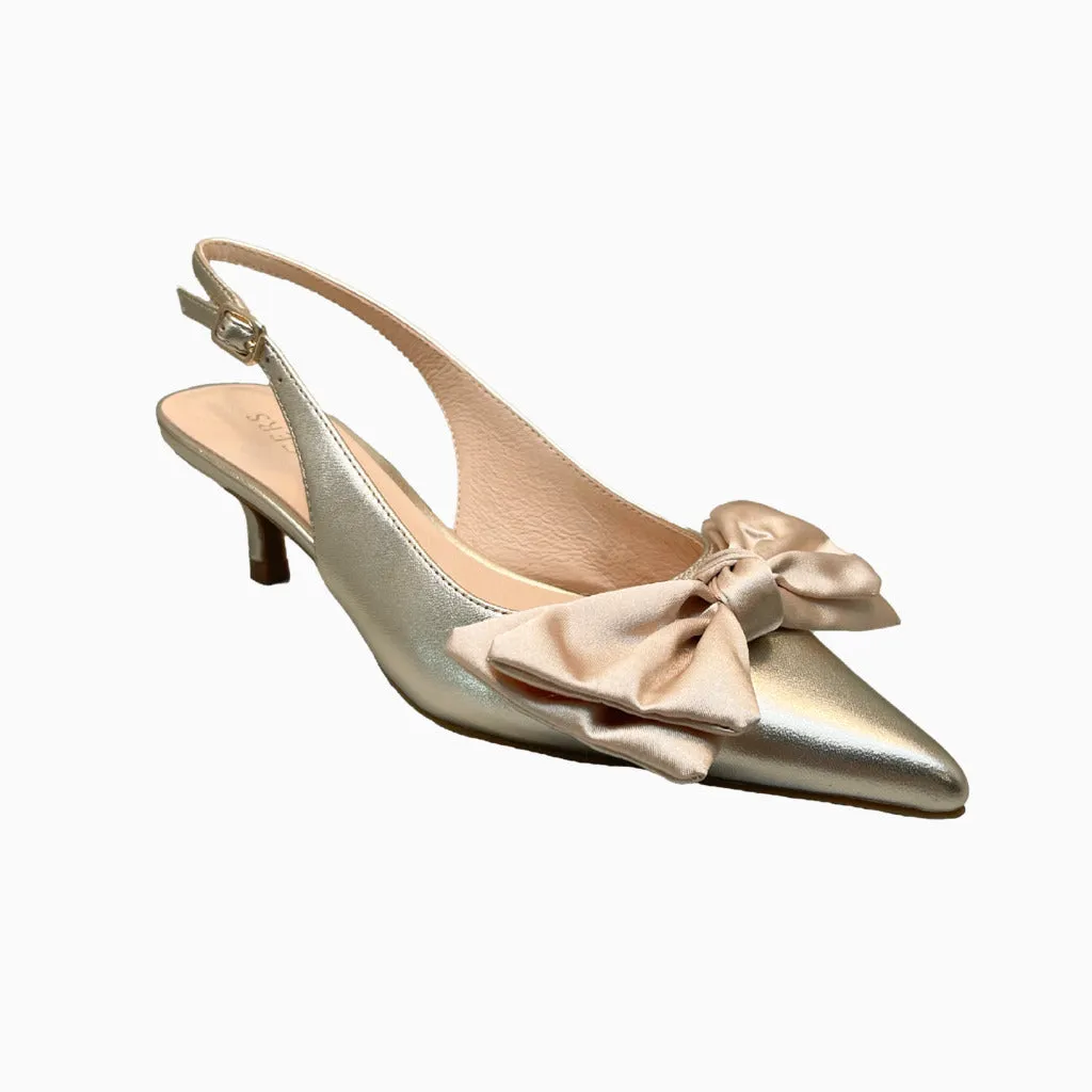 Chic Appeal fun vibe Debra Leather Slingback Kitten Heel