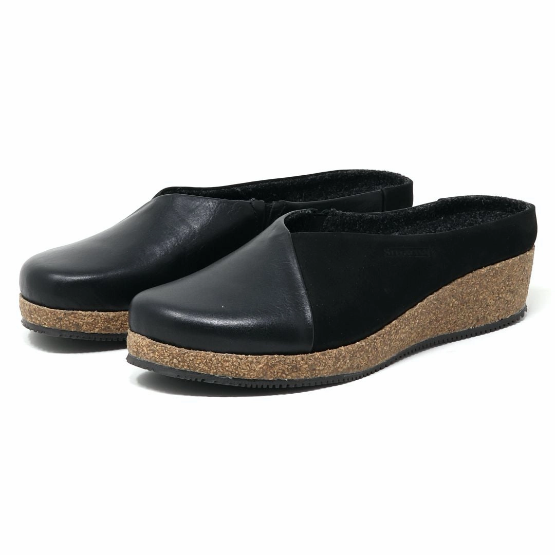 Adjustable Strap Closure Anti Fatigue Support Women's Elsa Leather & Nubuck Wedge Mule