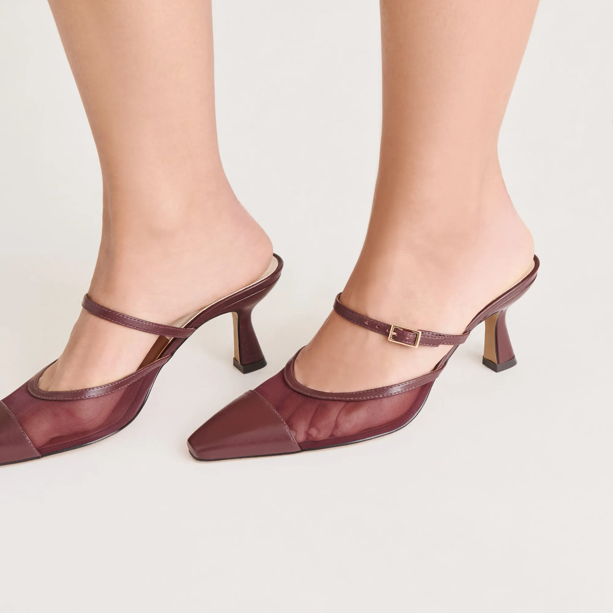 Chic Heels Fancy Finish LOYD HEELS BURGUNDY MESH