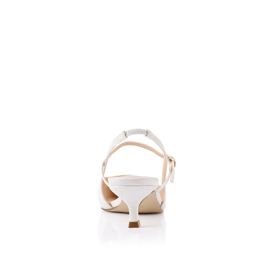 Luce Slingback Kitten Heels - Chalk White