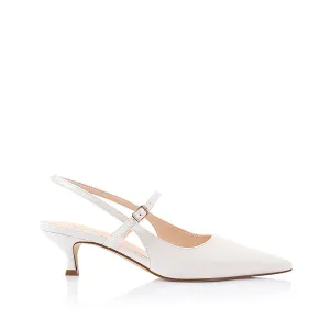 Luce Slingback Kitten Heels - Chalk White