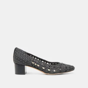 LULA HEELS BLACK WOVEN RAFFIA Icon Pick Trendy Footwear