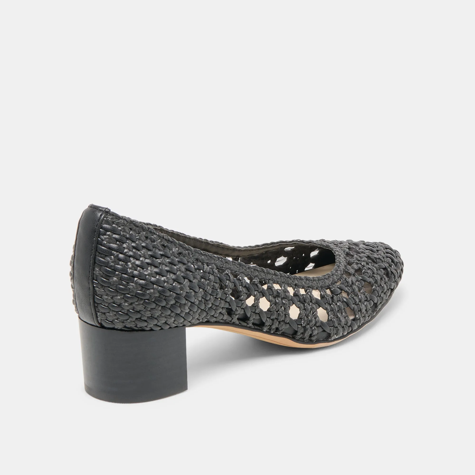 LULA HEELS BLACK WOVEN RAFFIA Polished Style