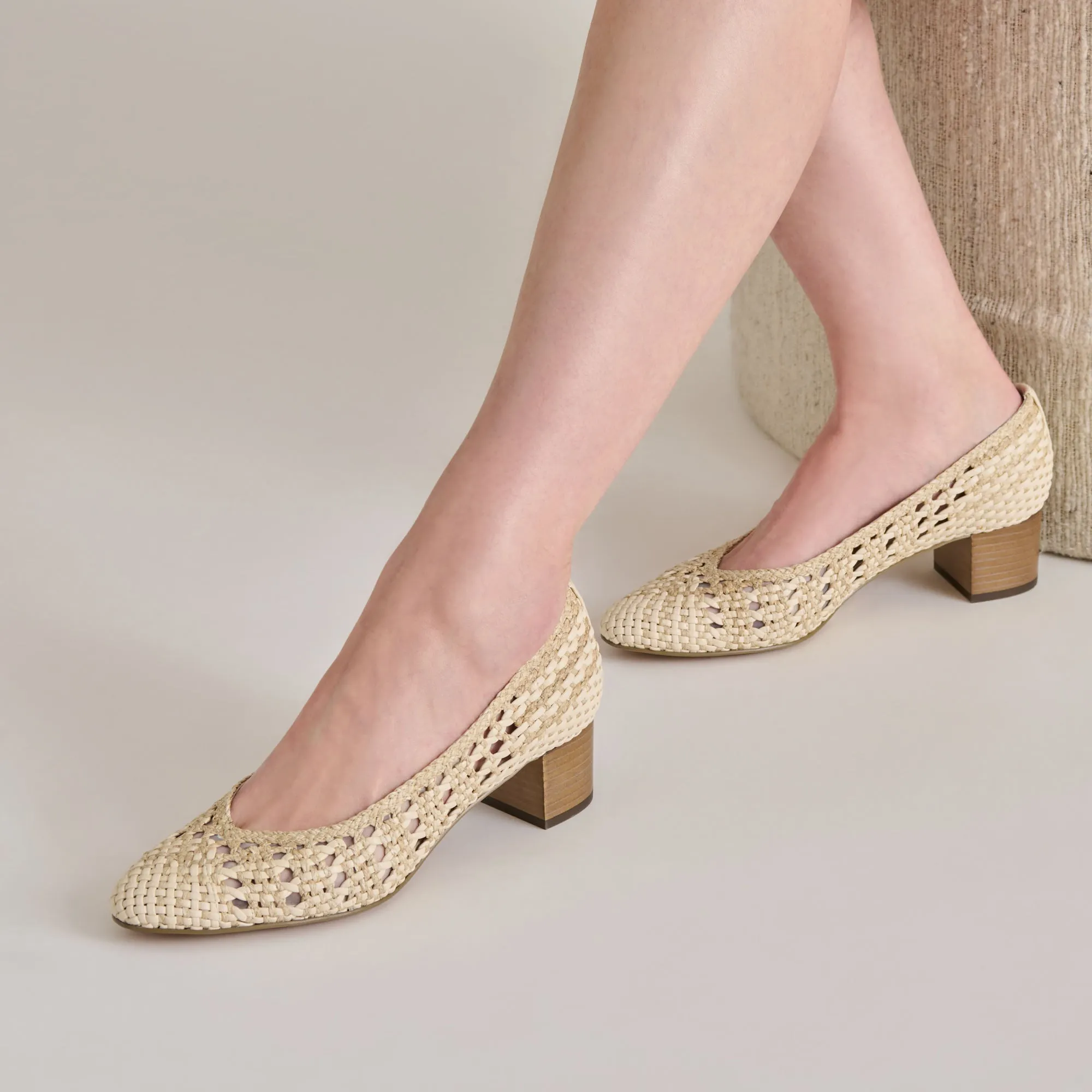 Grace Step Statement Shoes LULA HEELS IVORY MULTI WOVEN RAFFIA