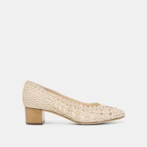 LULA HEELS IVORY MULTI WOVEN RAFFIA Trendy Comfort Feminine Touch