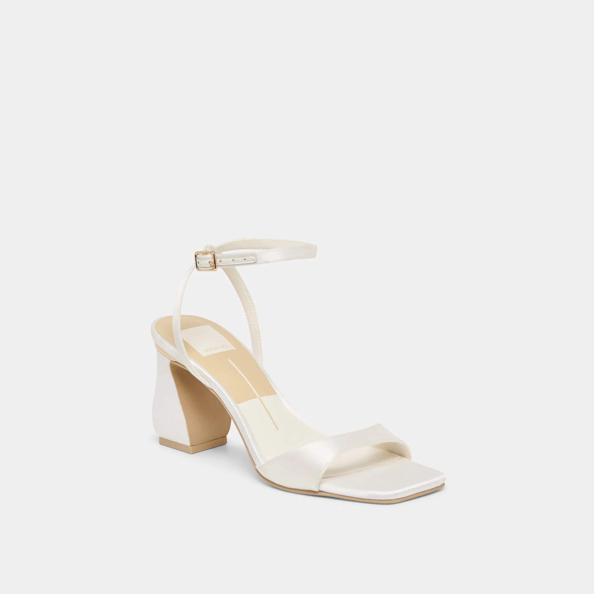Metallic Shine Iconic Shape TILDA HEELS TRUE WHITE SATIN
