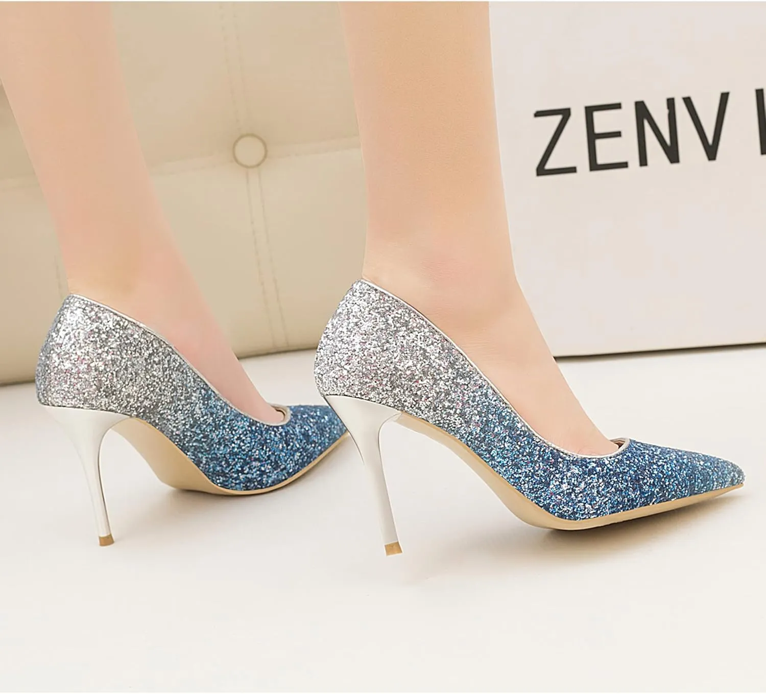 LUXINYU Women Pointed Toe Heels Sequin Elegant Ladies high Heels Pumps Heeled Dress Shoes Fashion Trend high Heels