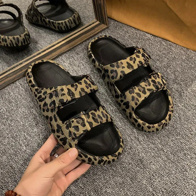 Mabel - Chic Leopard Print Slides for Women