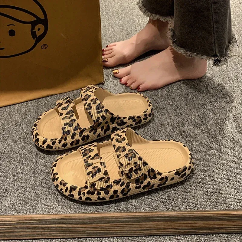 Mabel - Chic Leopard Print Slides for Women