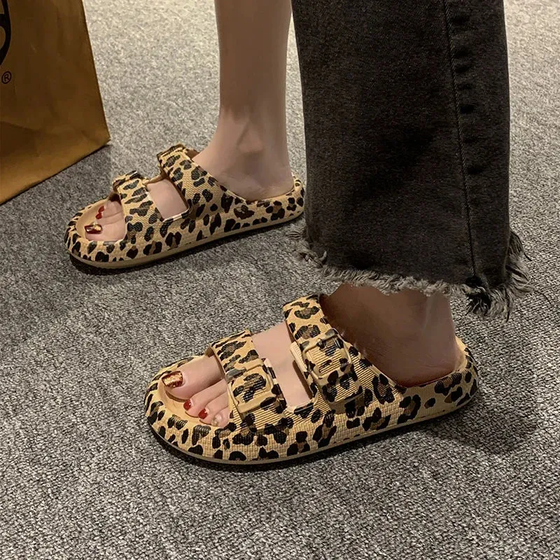 Mabel - Chic Leopard Print Slides for Women