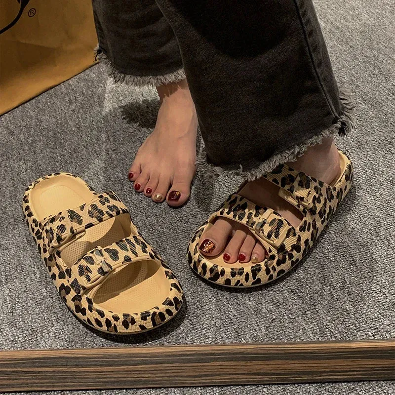 Mabel - Chic Leopard Print Slides for Women
