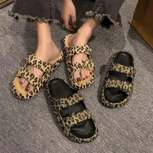 Mabel - Chic Leopard Print Slides for Women