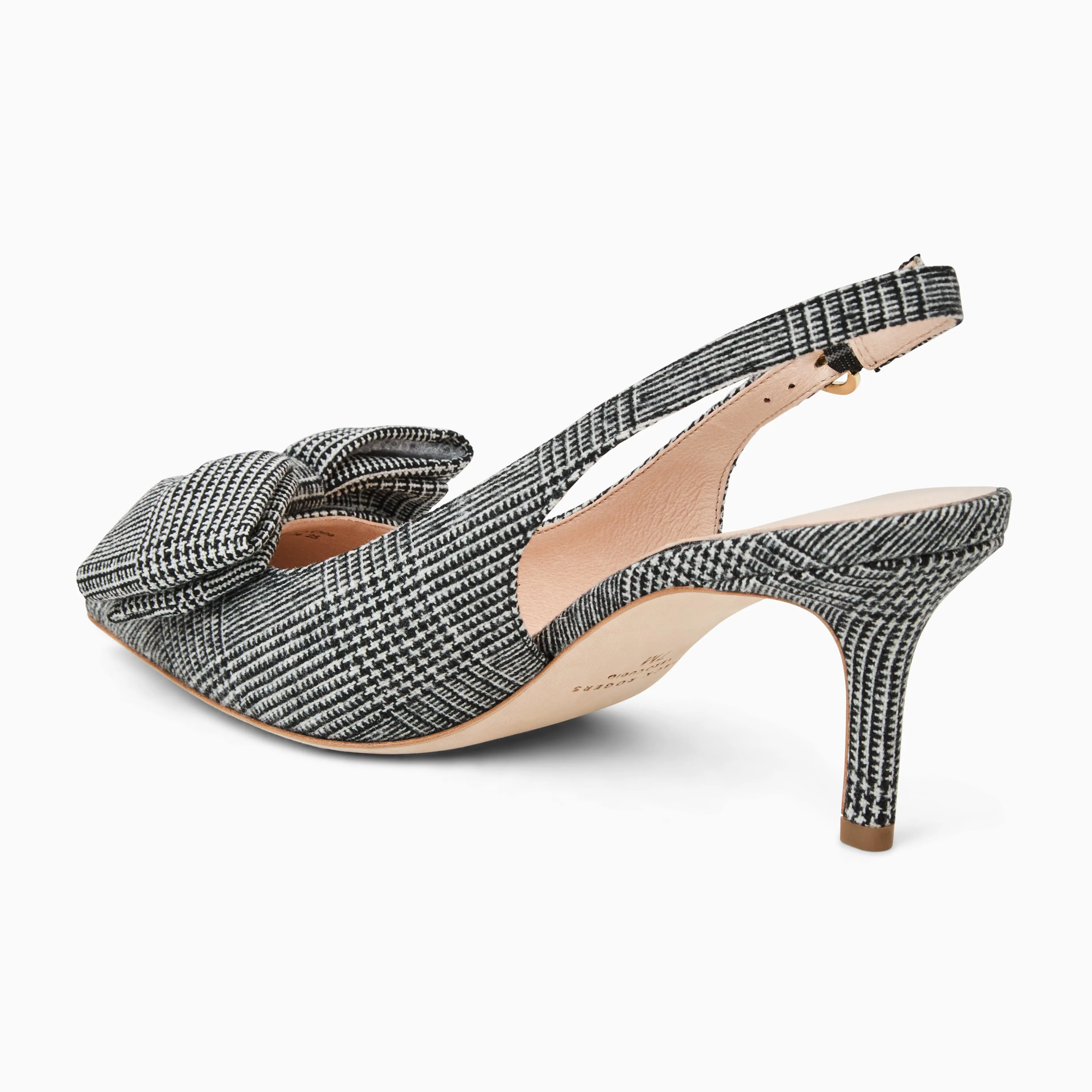 Classic Dress Shoes Soft Leather Maclean Fabric Bow Slingback Heel