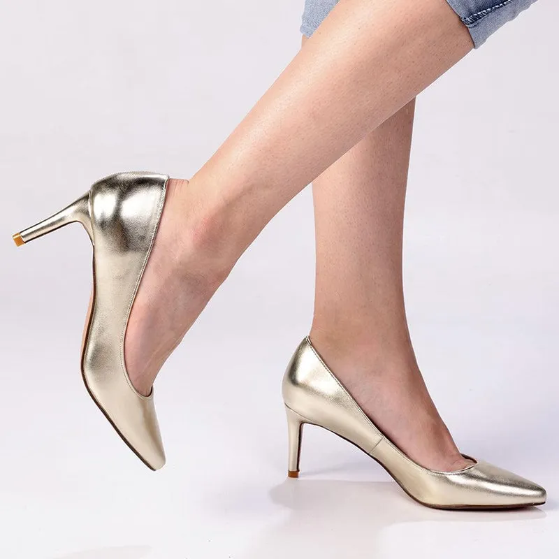 Madison Lucy Penny Court Heels - White Gold