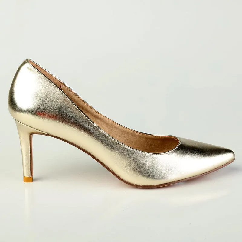 Madison Lucy Penny Court Heels - White Gold