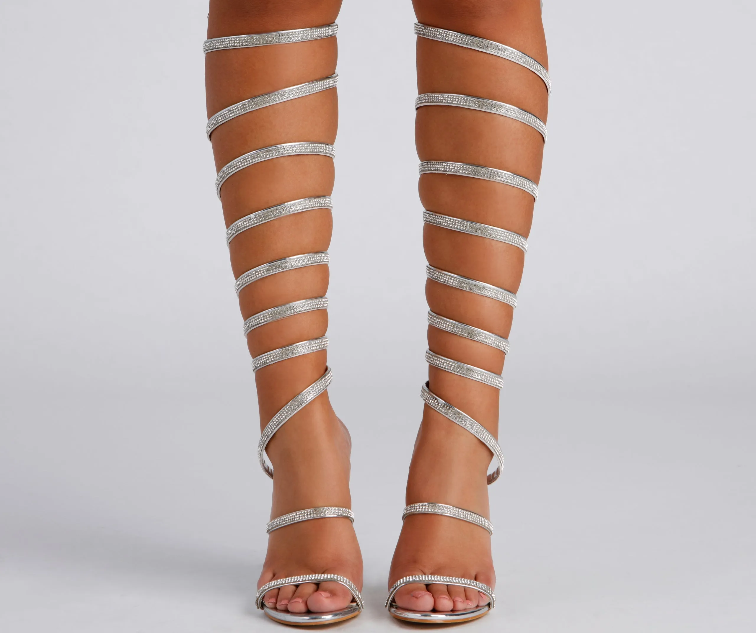 Major Bling Rhinestone Spiral Stiletto Heels