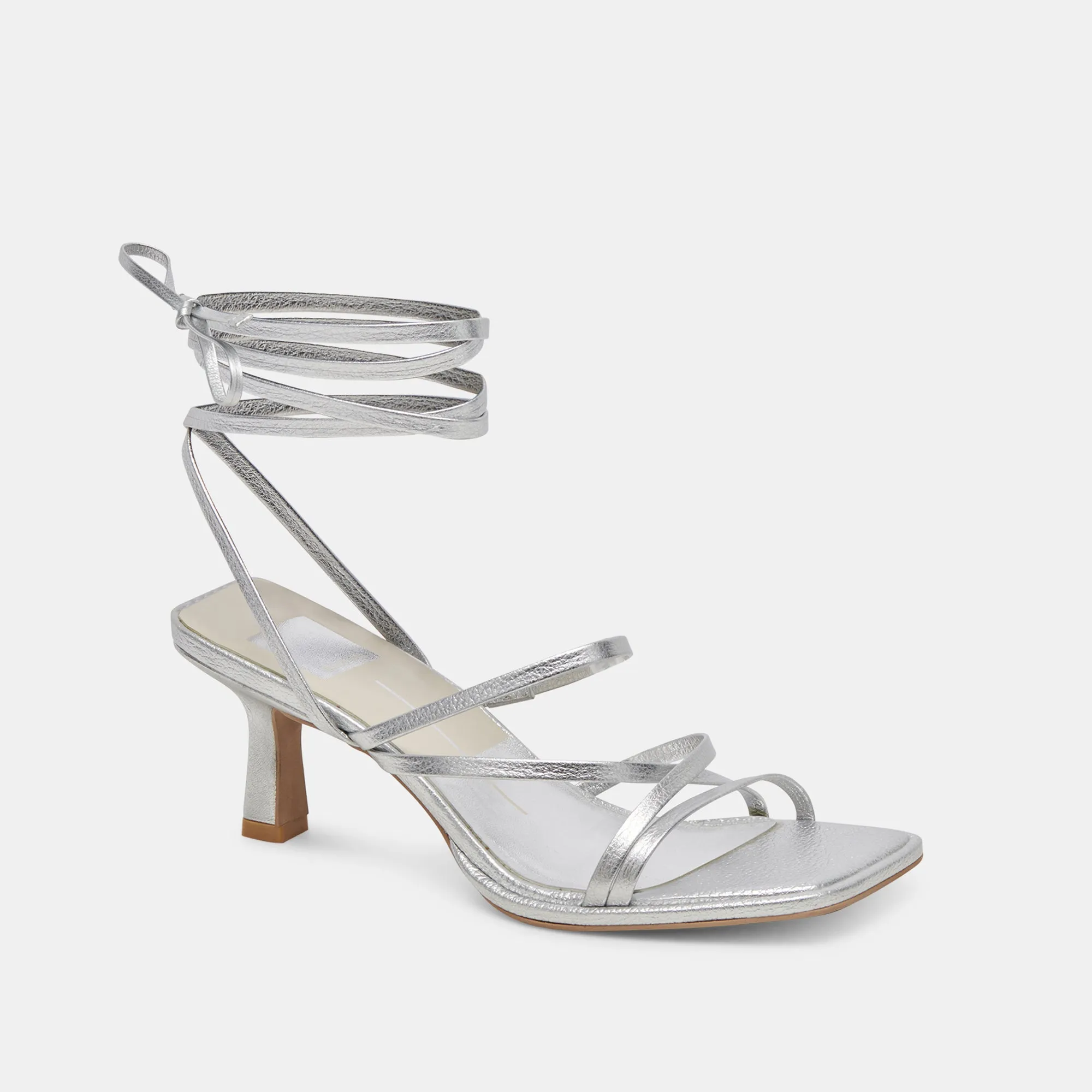 MALABO HEELS SILVER METALLIC LEATHER Easy Fit Shock Ease