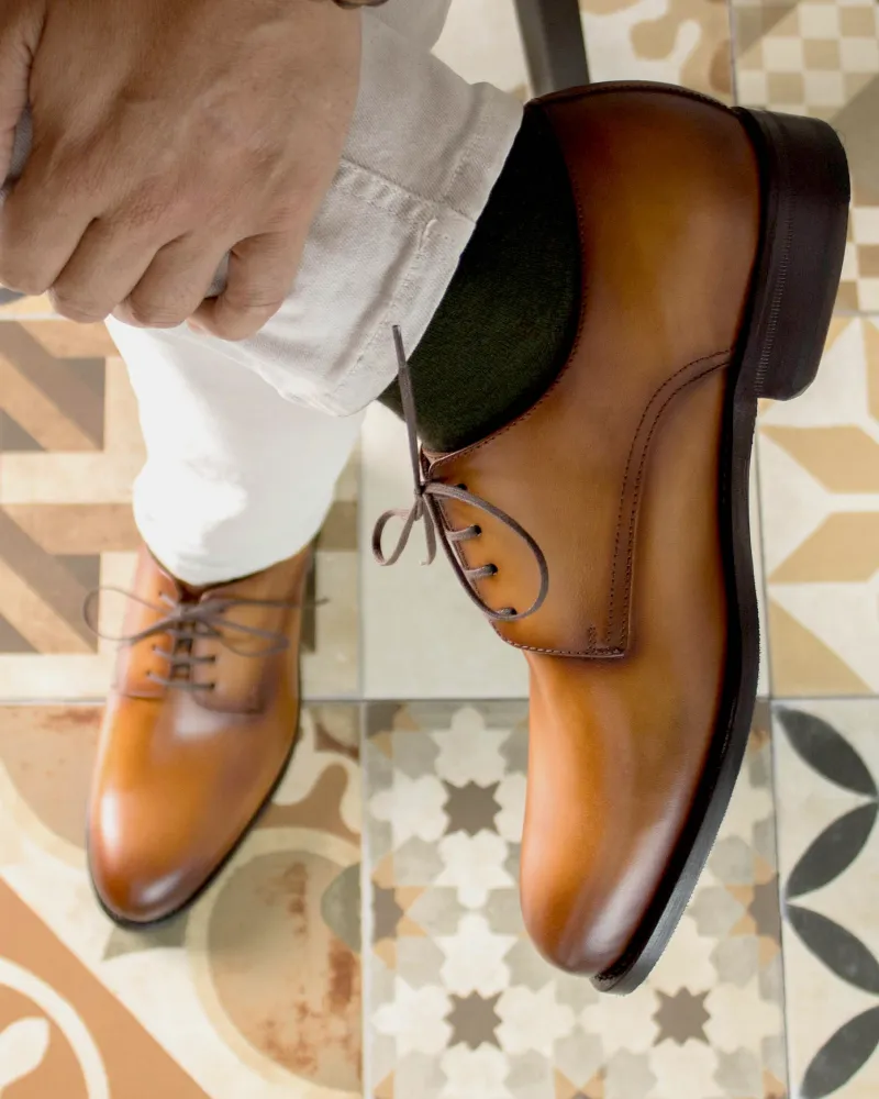 Flexible Groove Flexure Marco Derby in Tobacco Calf