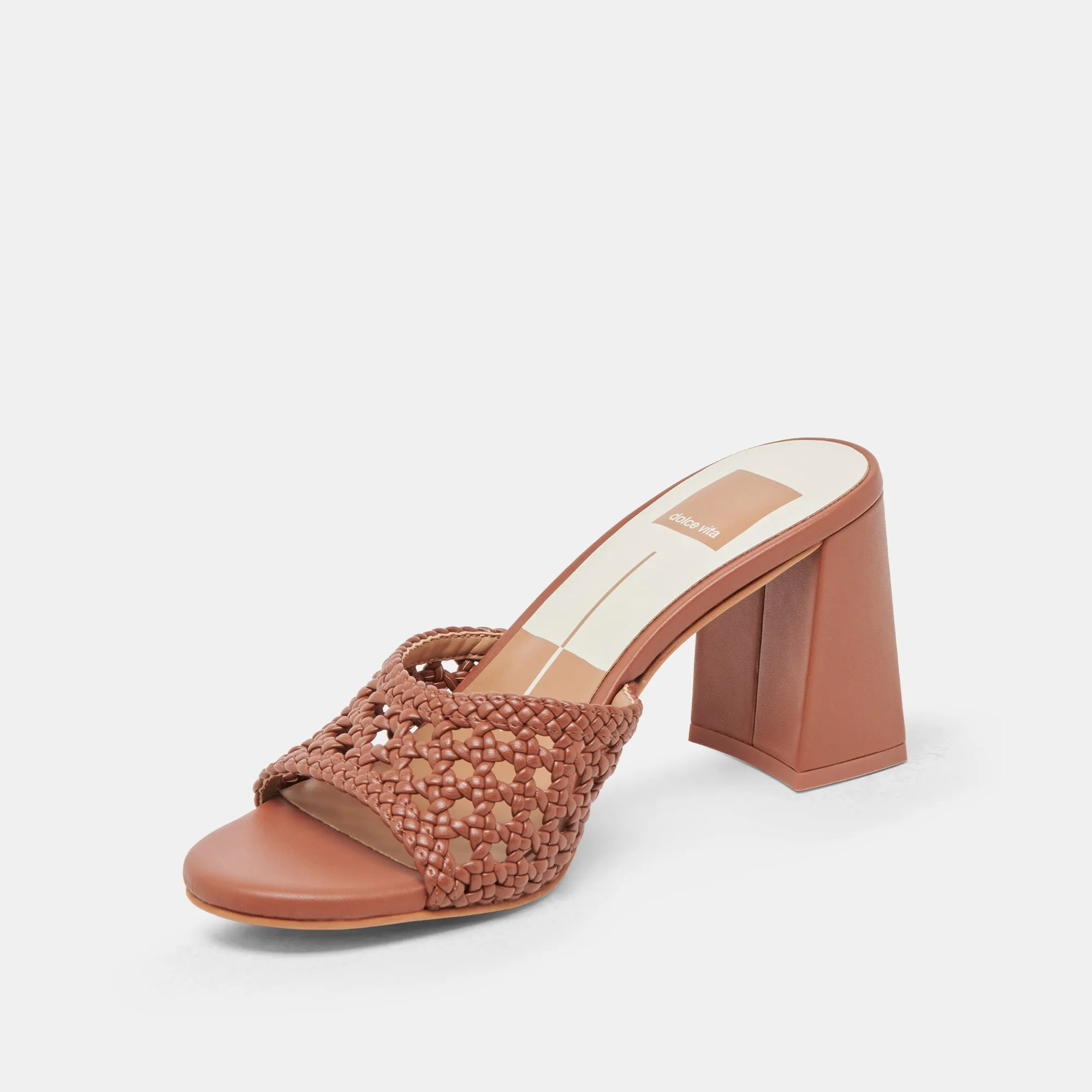 Elegant Footwear MARGOE HEELS COGNAC WOVEN STELLA