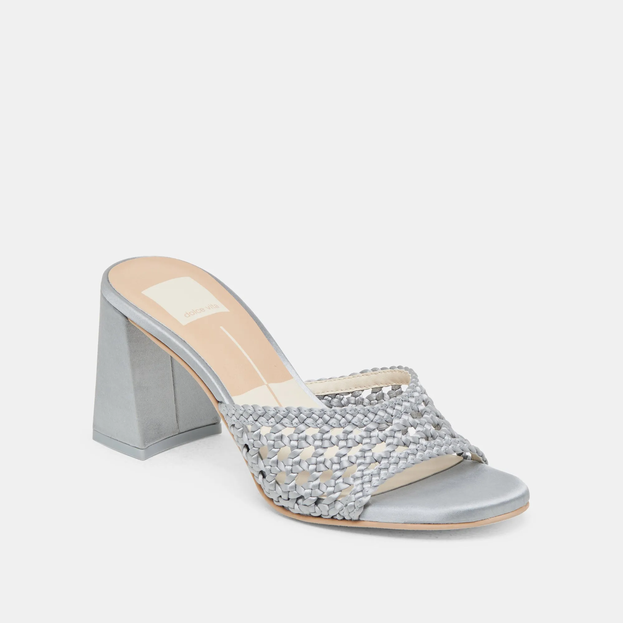 MARGOE HEELS LIGHT BLUE WOVEN SATIN Closed Toe Style