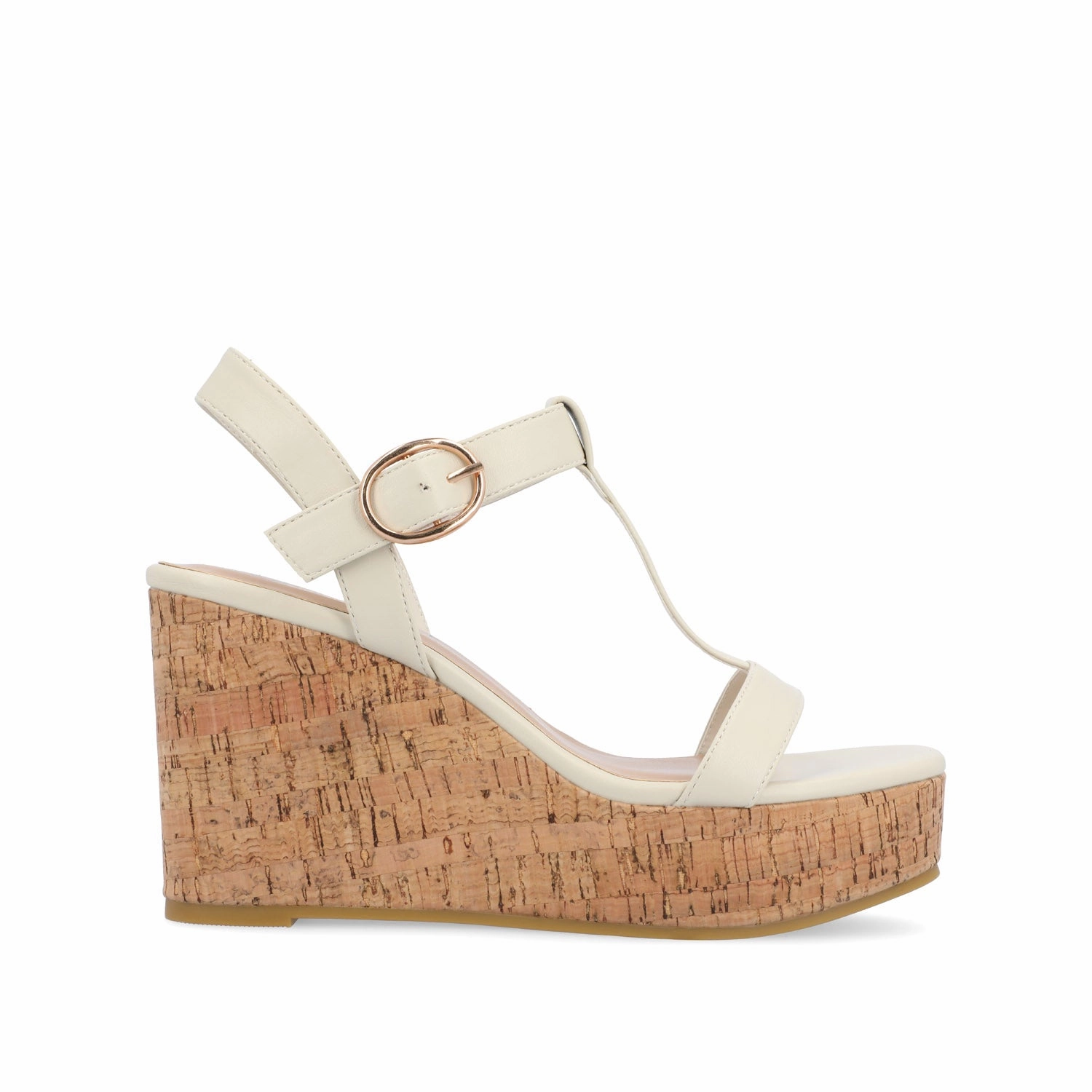 Sand Free Footbed Dry Fit MATILDAA CORK WEDGE HEEL SANDALS IN VEGAN LEATHER