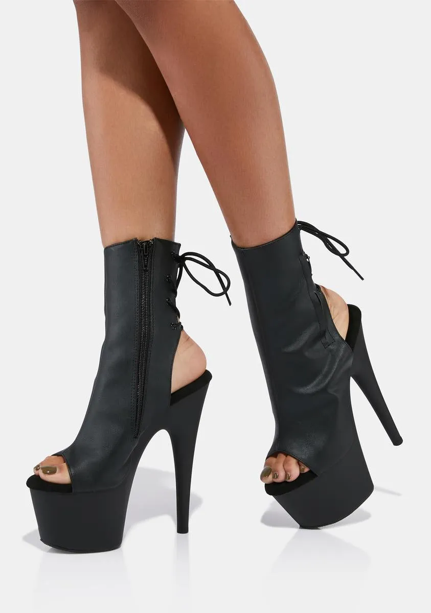 Matte Handlin' Business Open Toe Platform Booties