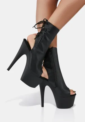 Matte Handlin' Business Open Toe Platform Booties