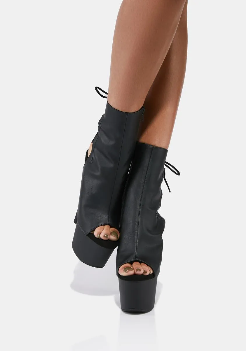 Matte Handlin' Business Open Toe Platform Booties