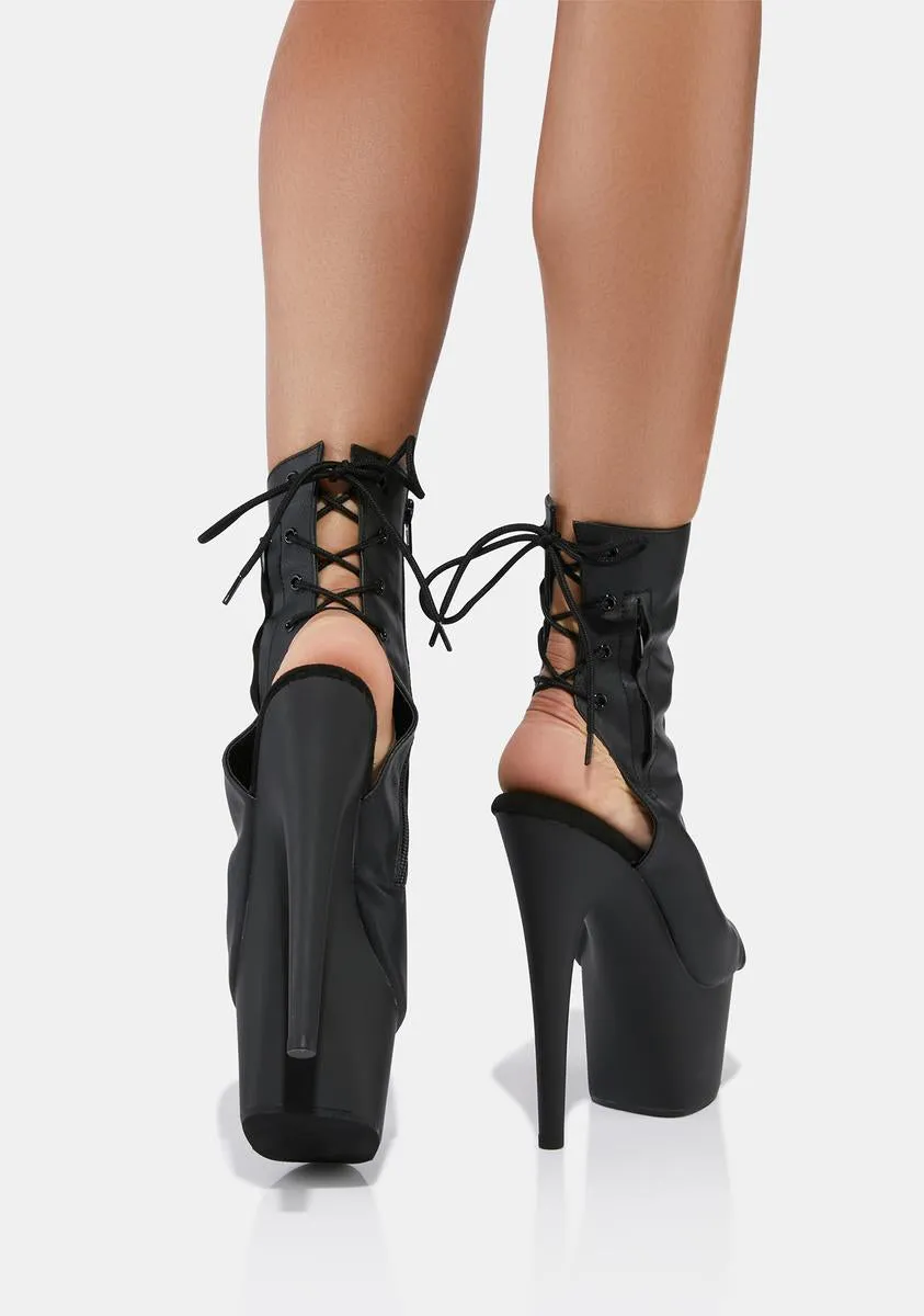 Matte Handlin' Business Open Toe Platform Booties