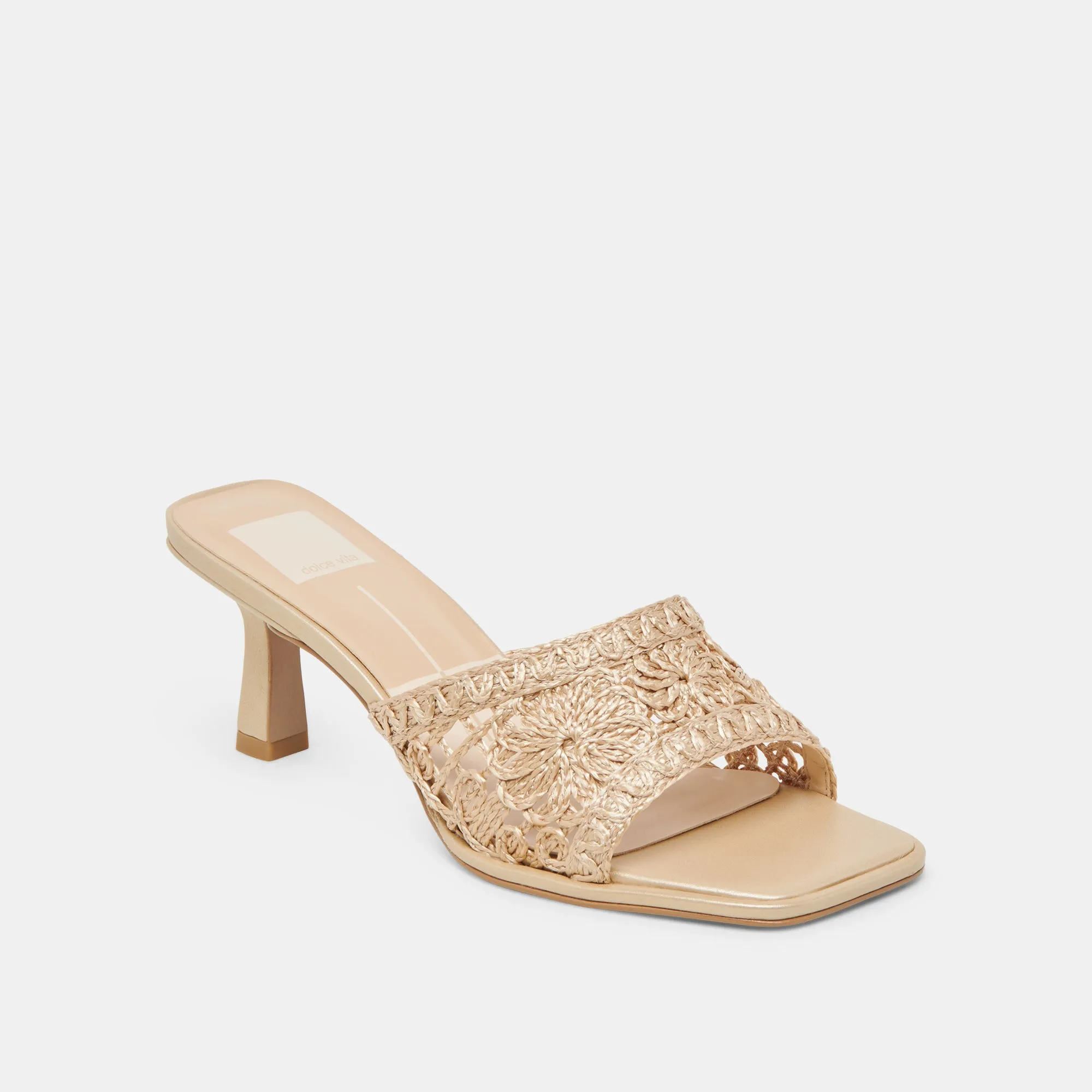 MAYLAH HEELS LIGHT GOLD MACRAME Flexible Statement Look