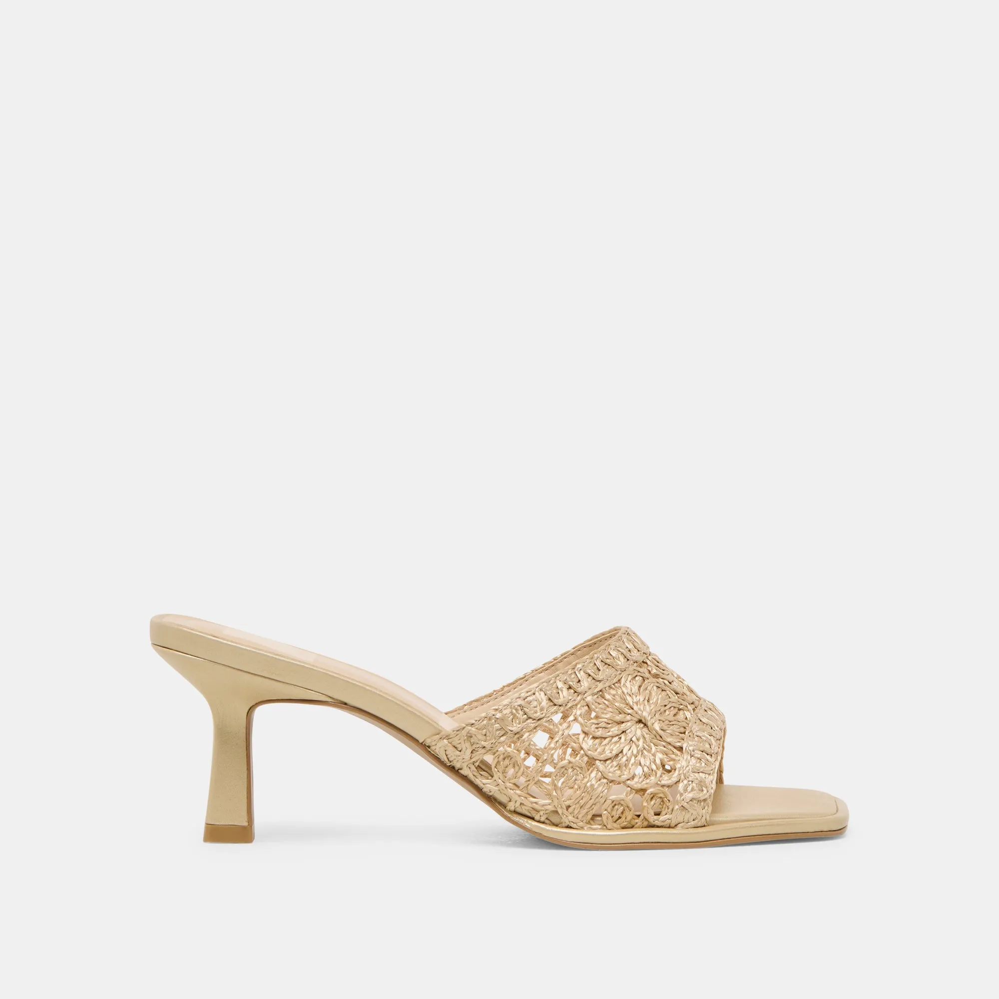 MAYLAH HEELS LIGHT GOLD MACRAME Glittery Shine Brunch Time
