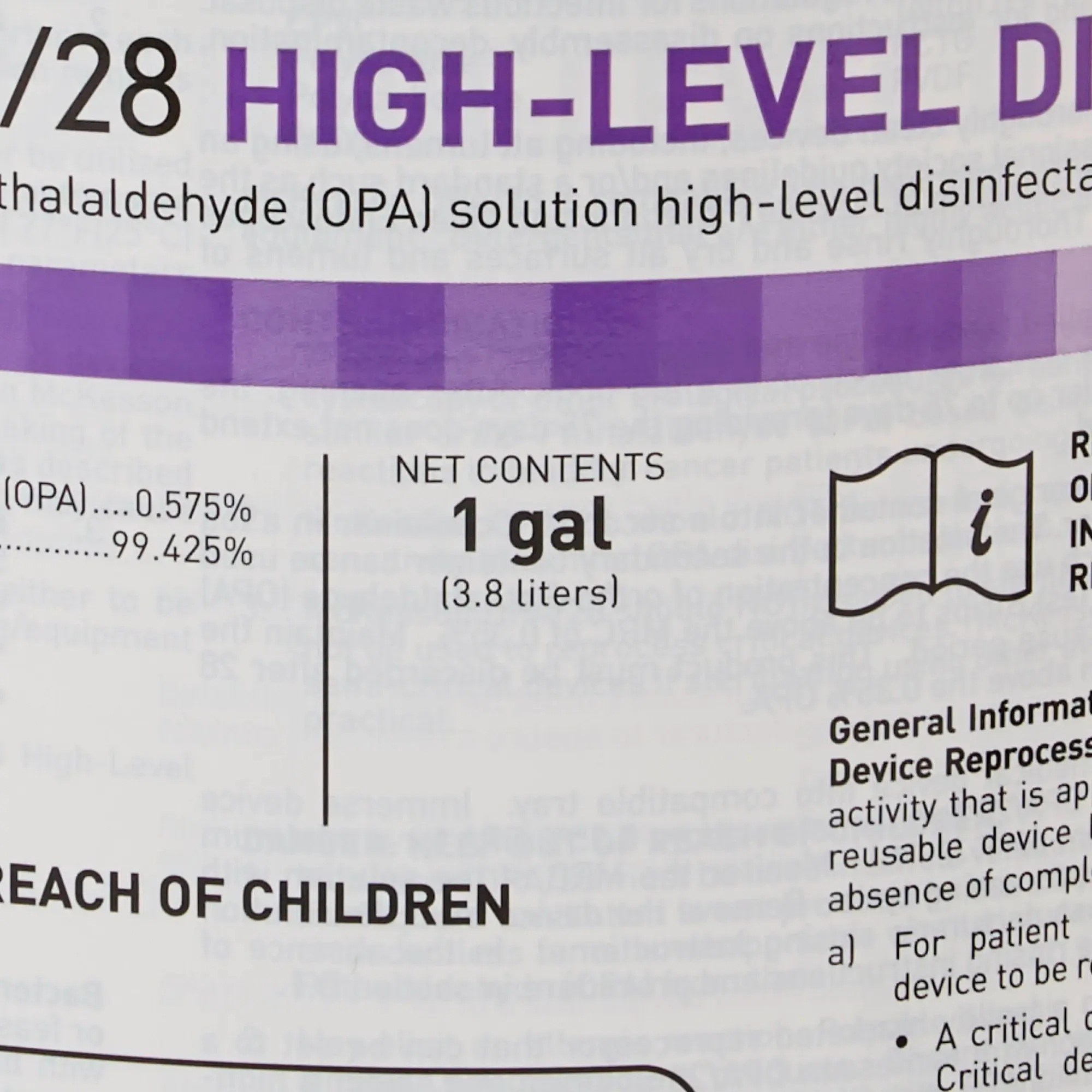 McKesson OPA High Level Disinfectant, 1 gal. Jug