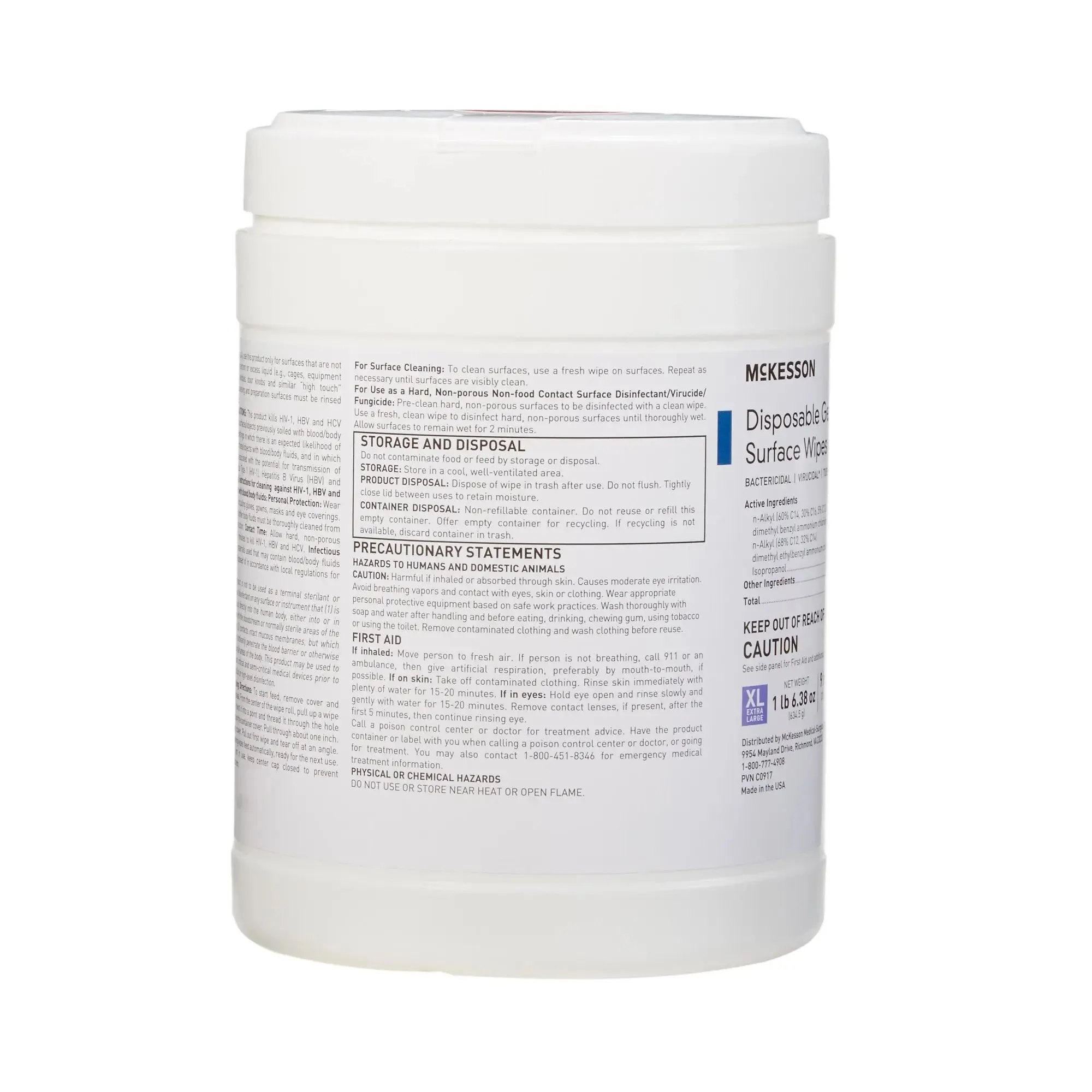 McKesson Surface Disinfectant Wipes, Small Canister