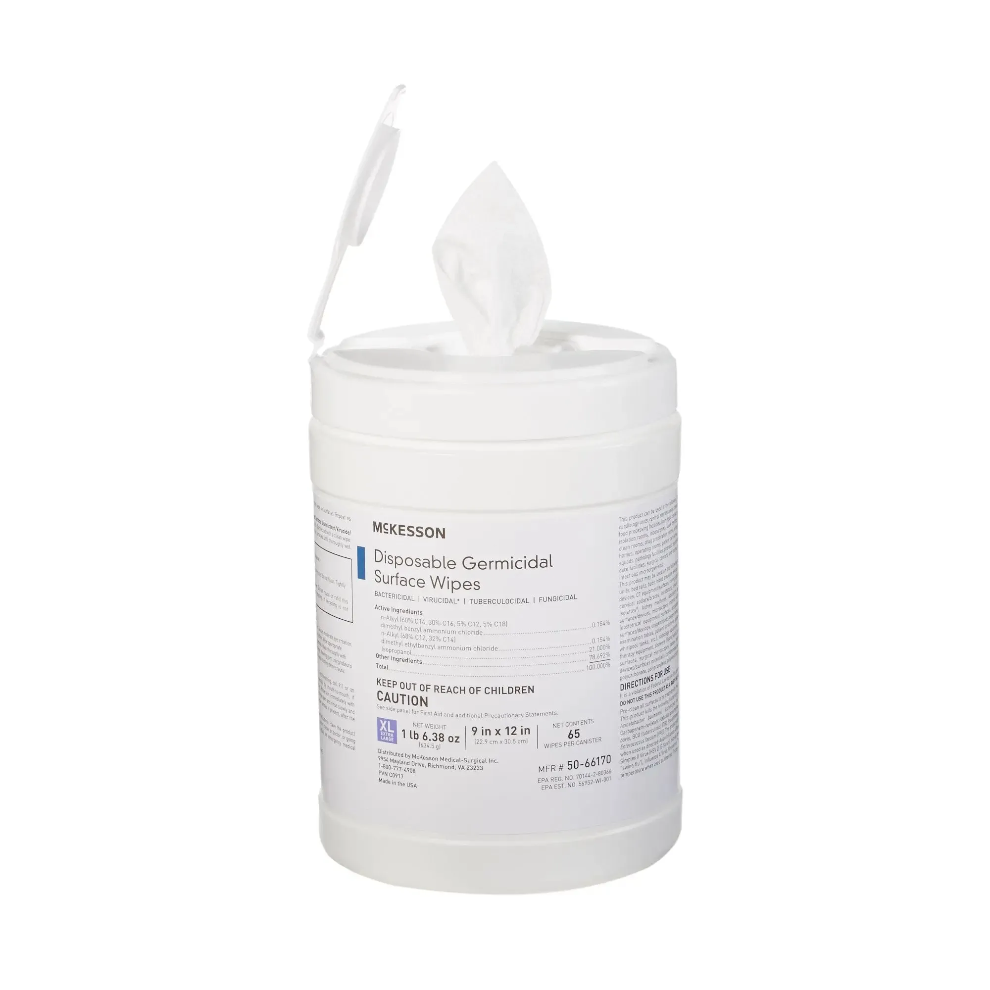 McKesson Surface Disinfectant Wipes, Small Canister