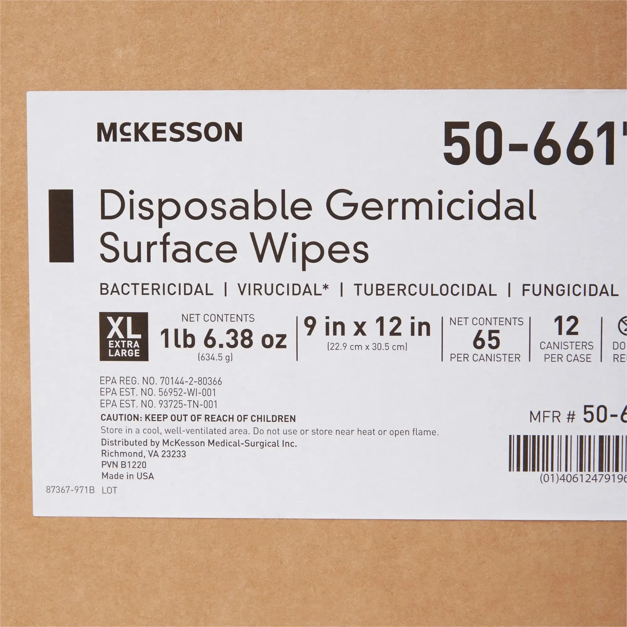 McKesson Surface Disinfectant Wipes, Small Canister