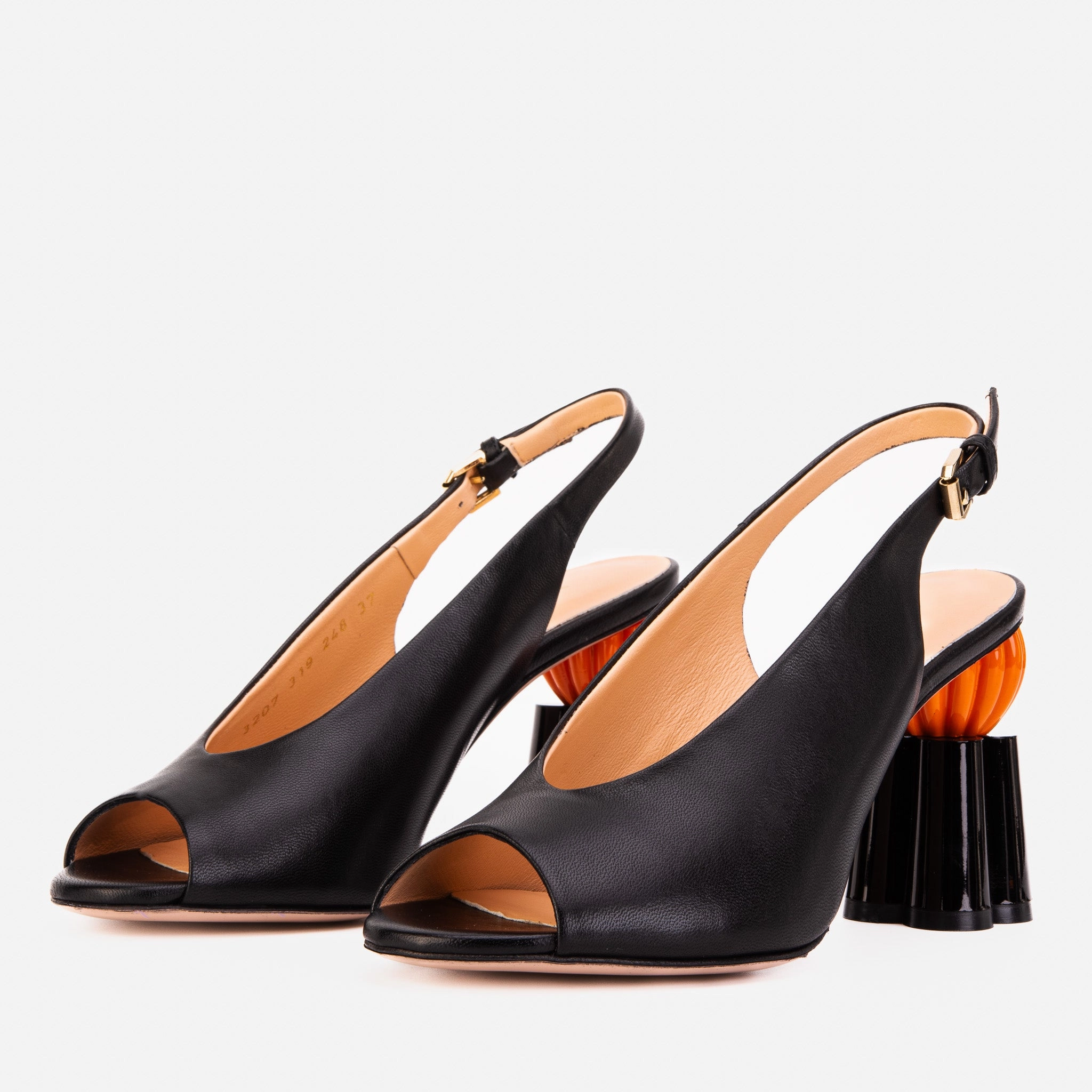 Sporty Sandals for Summer Comfortable Walk The Cimla Pumpkin Heel Black Leather Women Sandal