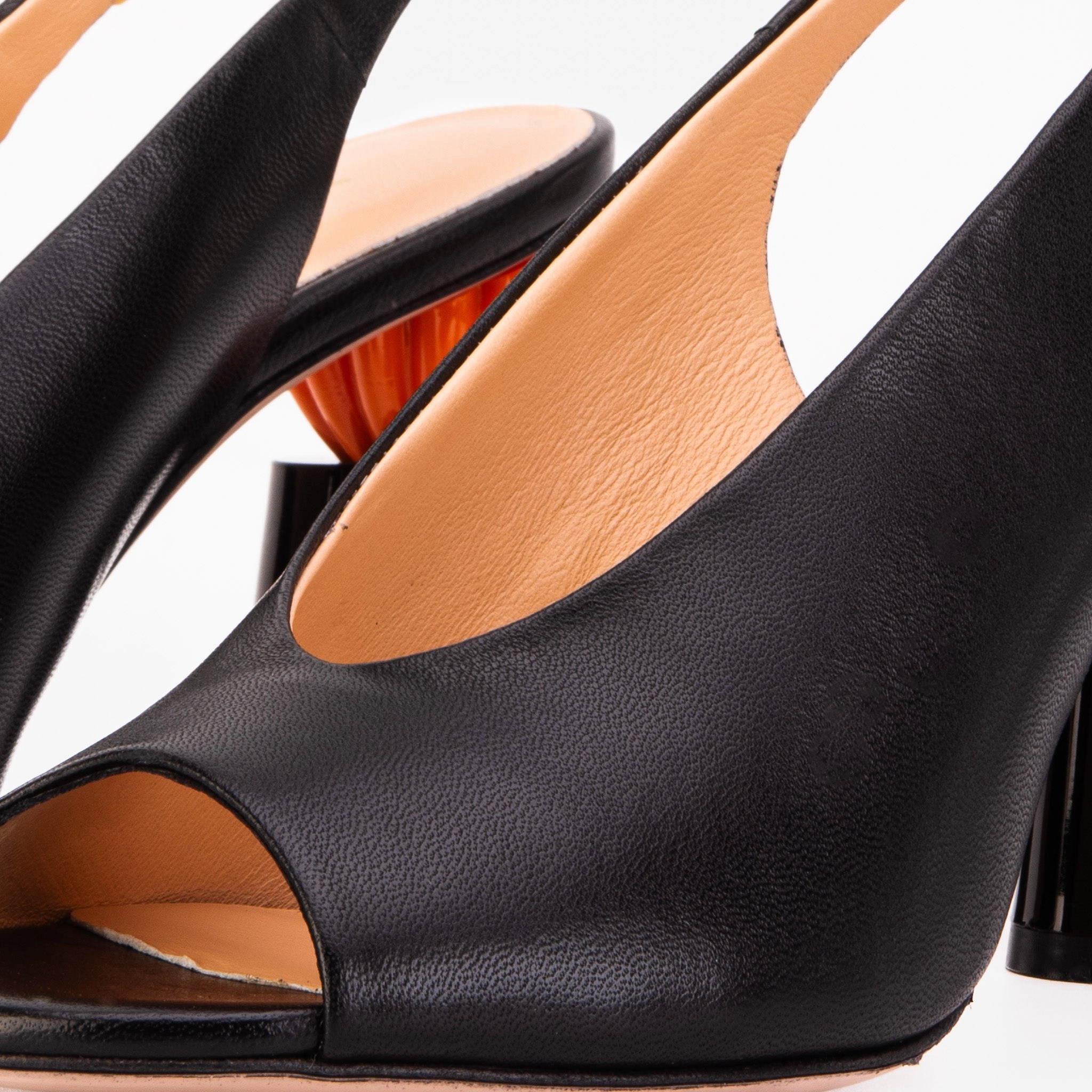 Dressy Wear Errand Style The Cimla Pumpkin Heel Black Leather Women Sandal