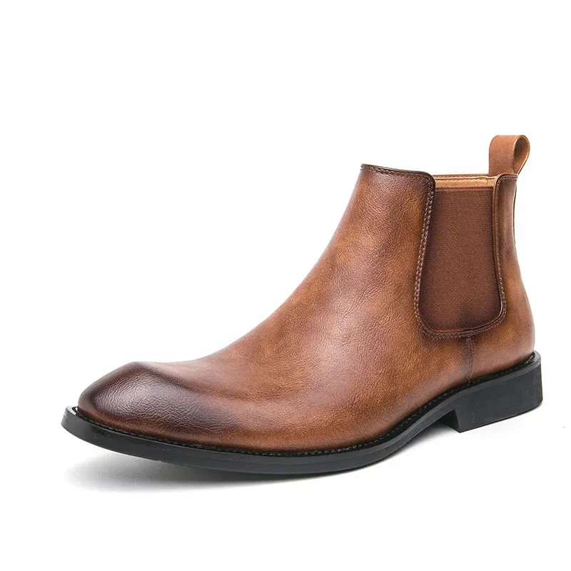 Men's British Style Chelsea Boots - Retro Zipper Ankle Boots, Fashionable Business Formal Footwear for Autumn, Plus Size 39-45