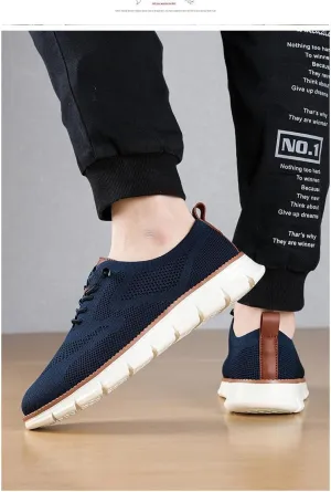 Men's Casual Dress Oxfords Shoes Breathable Knit Leisure Fashion Sneakers Lightweight Comfortable Walking Shoes