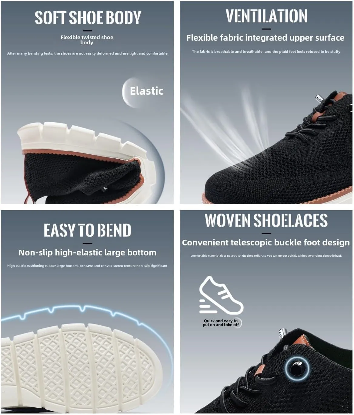 Men's Casual Dress Oxfords Shoes Breathable Knit Leisure Fashion Sneakers Lightweight Comfortable Walking Shoes