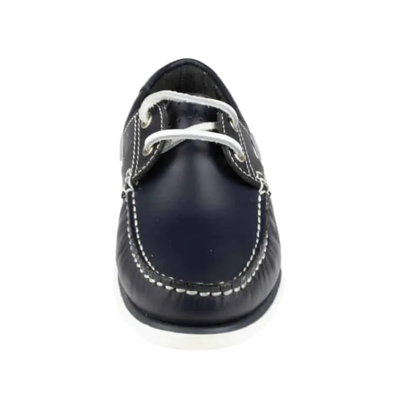 Mens Casual Lace Up Boat Shoe In Navy