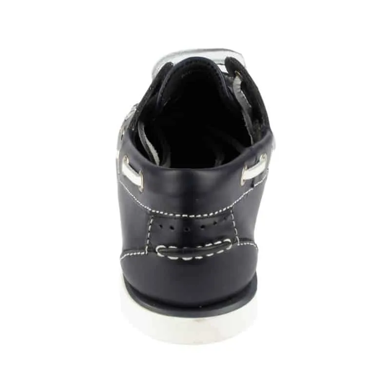 Mens Casual Lace Up Boat Shoe In Navy