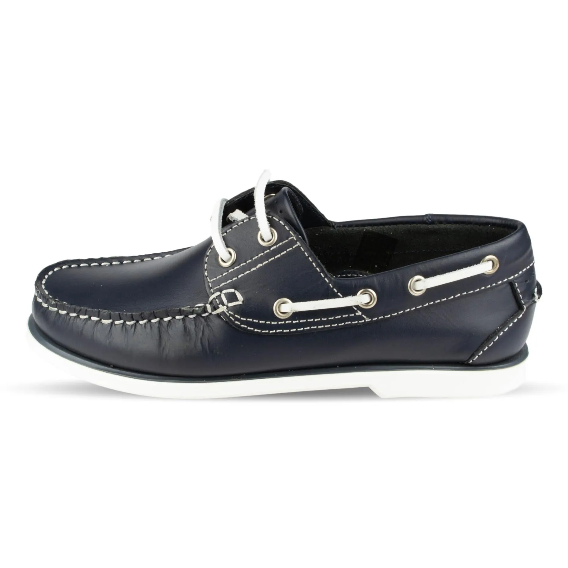 Mens Casual Lace Up Boat Shoe In Navy
