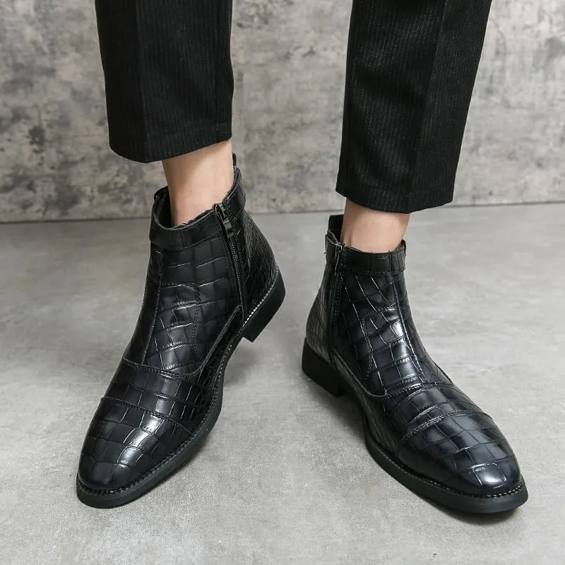 Men's Casual Retro Wedding Work Shoes Classic Round Toe Shiny Checkered Comfortable Dress Loafers