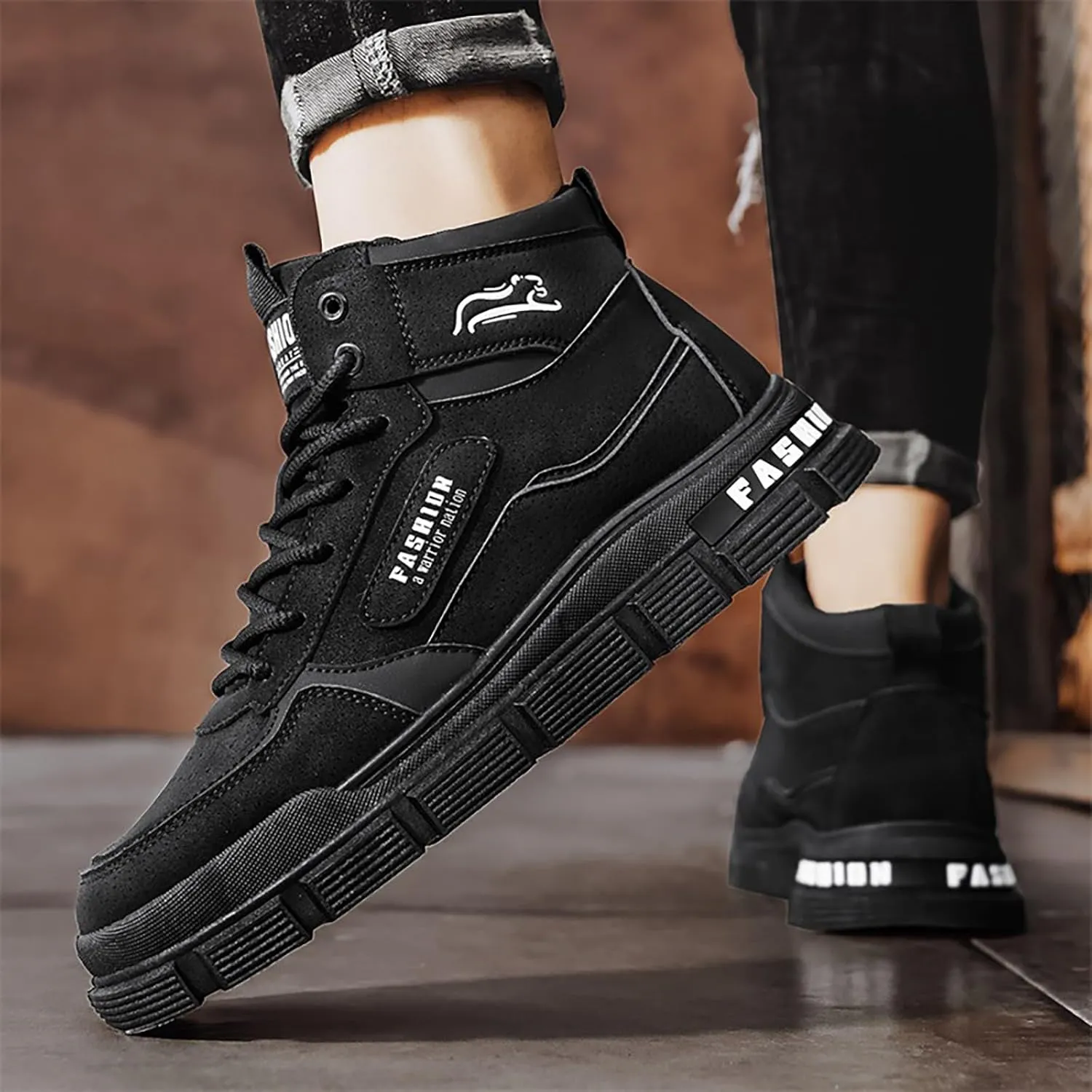 Mens Hiking Shoes Lace Up Casual Shoes Non Slip Lightweigh Running Shoes Running Shoes High Top Walking Shoes