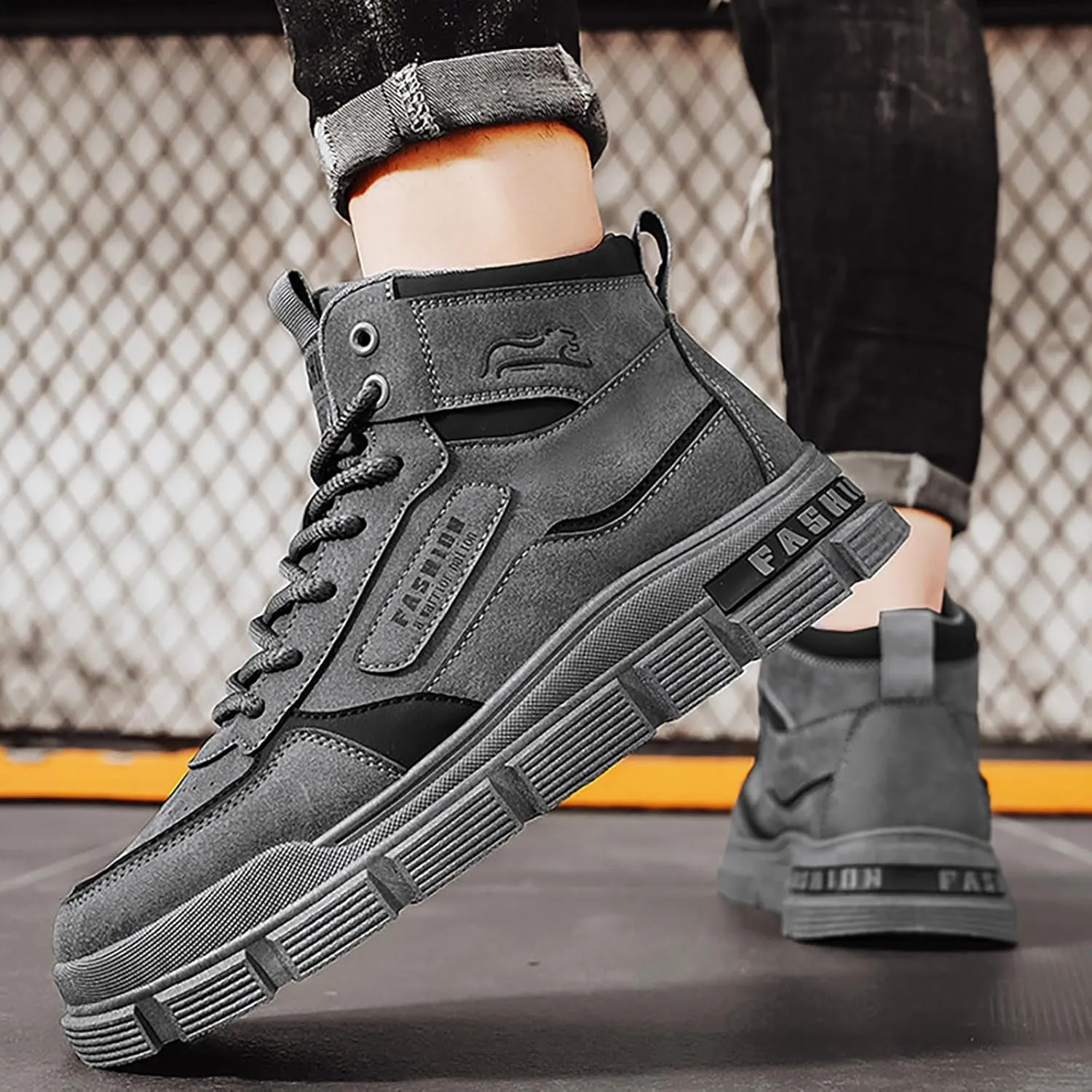 Mens Hiking Shoes Lace Up Casual Shoes Non Slip Lightweigh Running Shoes Running Shoes High Top Walking Shoes