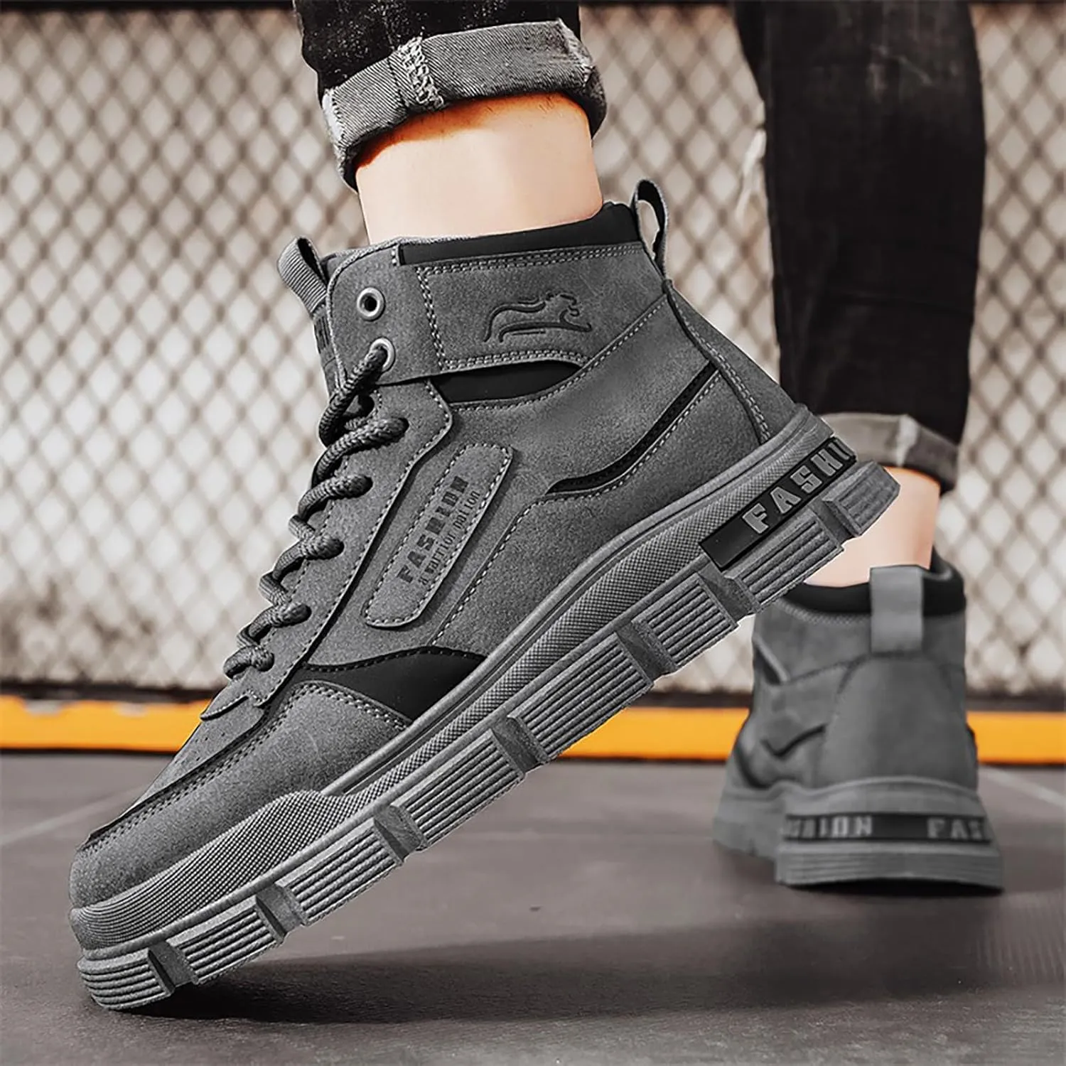 Mens Hiking Shoes Lace Up Casual Shoes Non Slip Lightweigh Running Shoes Running Shoes High Top Walking Shoes