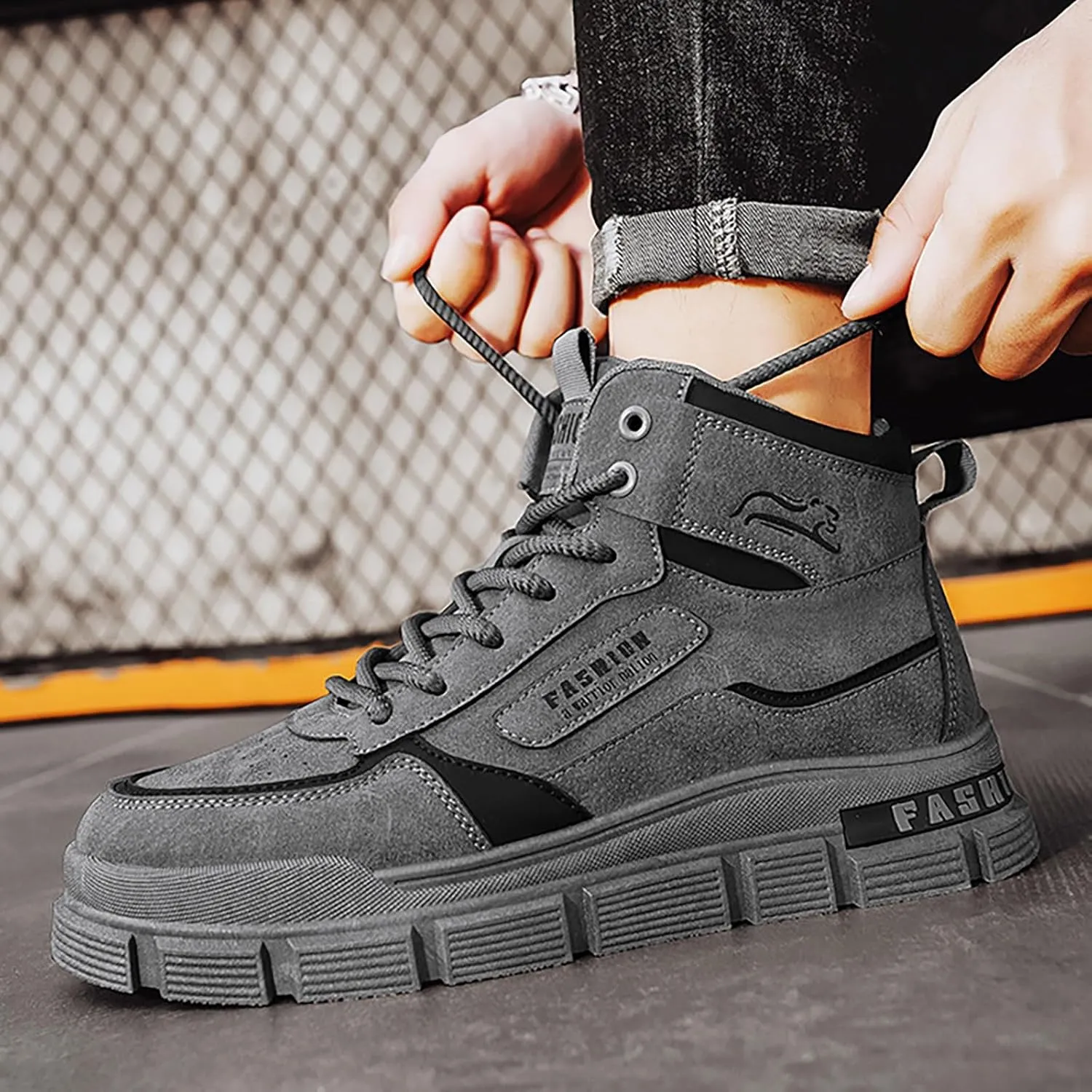 Mens Hiking Shoes Lace Up Casual Shoes Non Slip Lightweigh Running Shoes Running Shoes High Top Walking Shoes