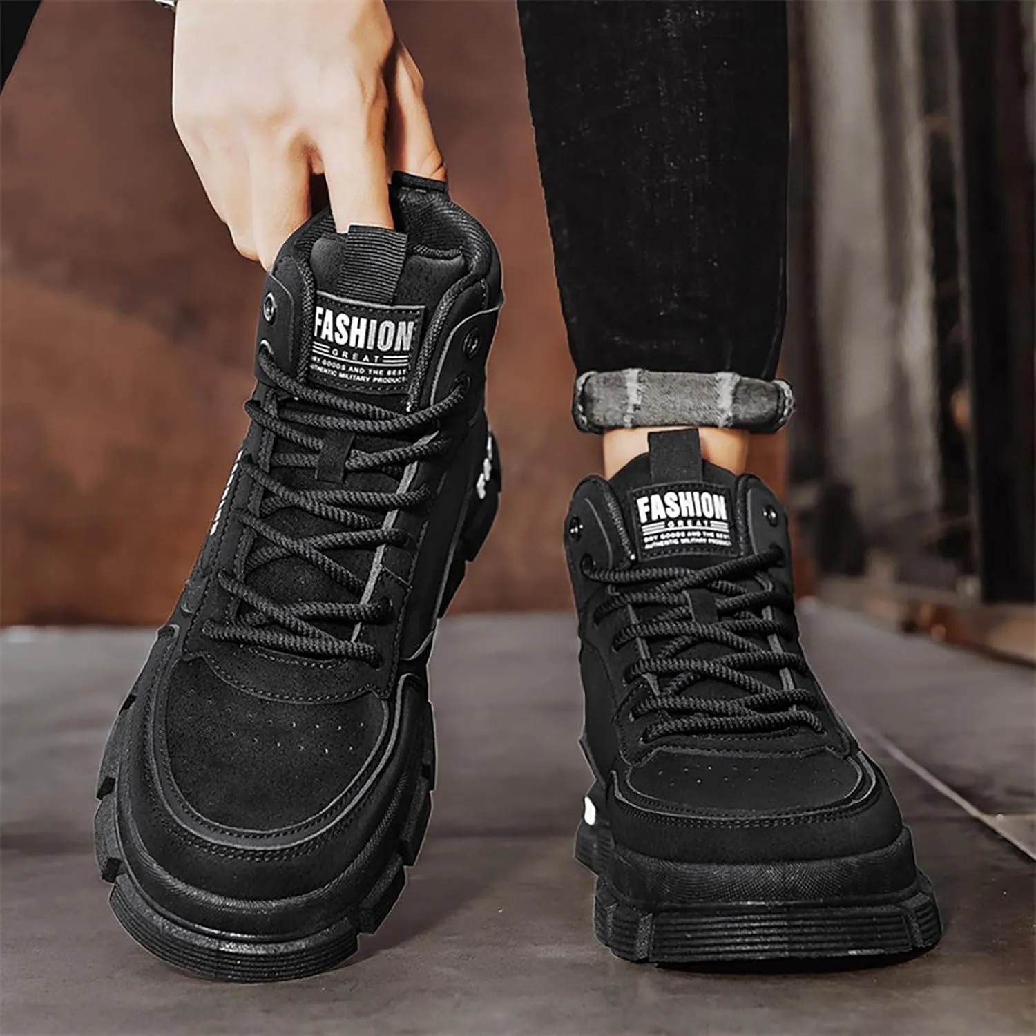 Mens Hiking Shoes Lace Up Casual Shoes Non Slip Lightweigh Running Shoes Running Shoes High Top Walking Shoes