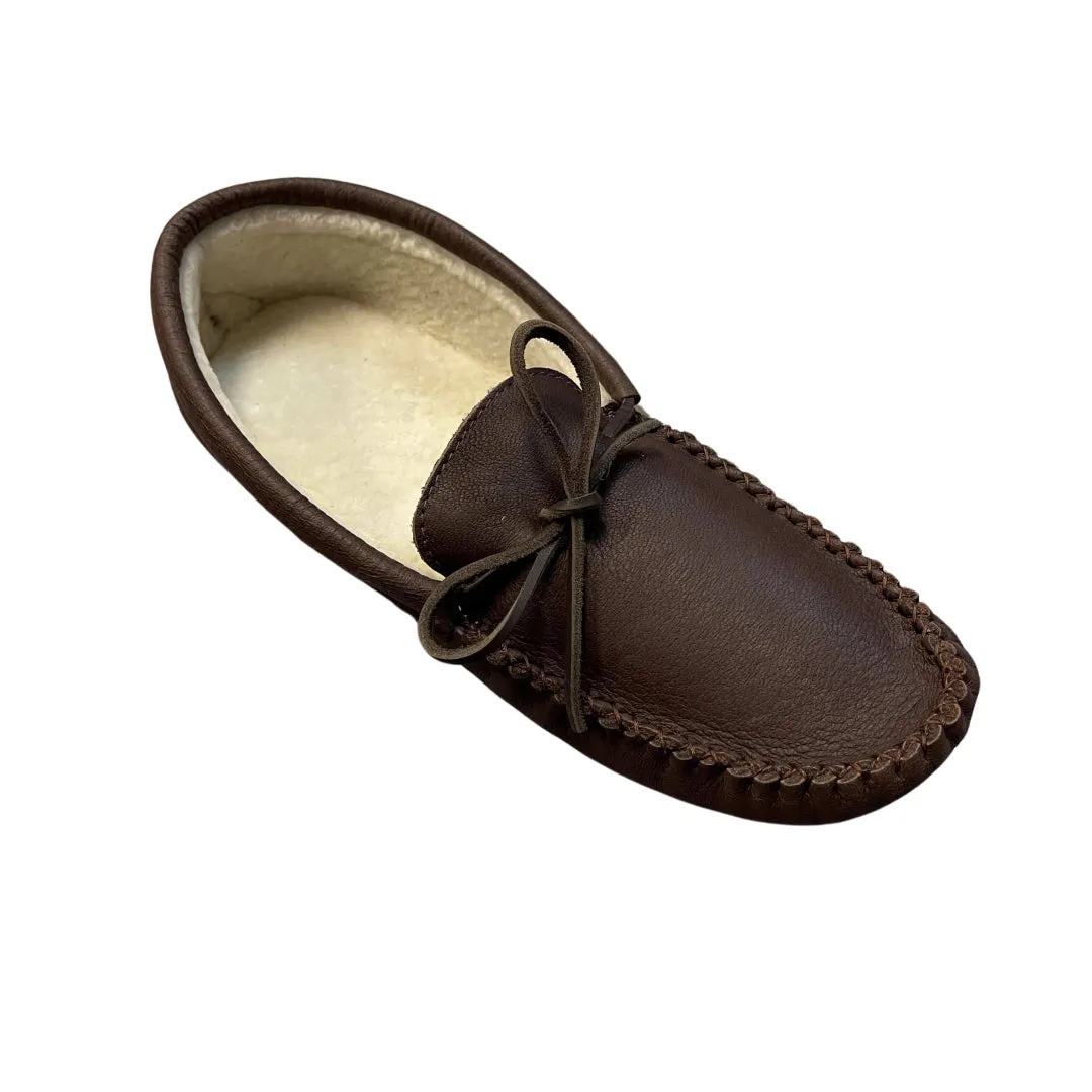 Men's Moosehide Sheepskin Lined Slippers - Fudge